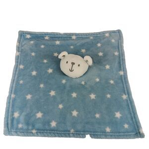Primark Baby White Bear Blue White Stars Lovey Security Blanket Plush 12.5" Soft